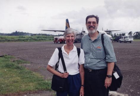 Duane and Clare Ann at the Nabire airport. - jpg - 21660 Bytes